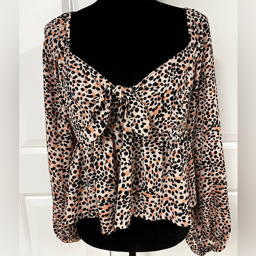 Express Tie Front Peplum Top